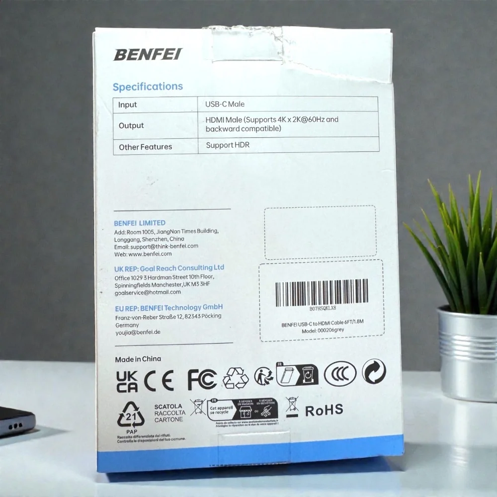 NIB BENFEI USB-C to HDMI 6FT 4K Cable